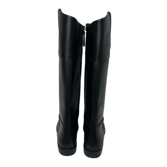 NWT TORY BURCH Double T Riding Black Leather Boots Size 7 $ 579.00